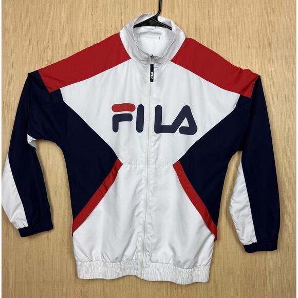 Fila Other - FILA VTG Jacket Mens Sm White Navy Red Full Zip Colorblock Logo Track Athletic